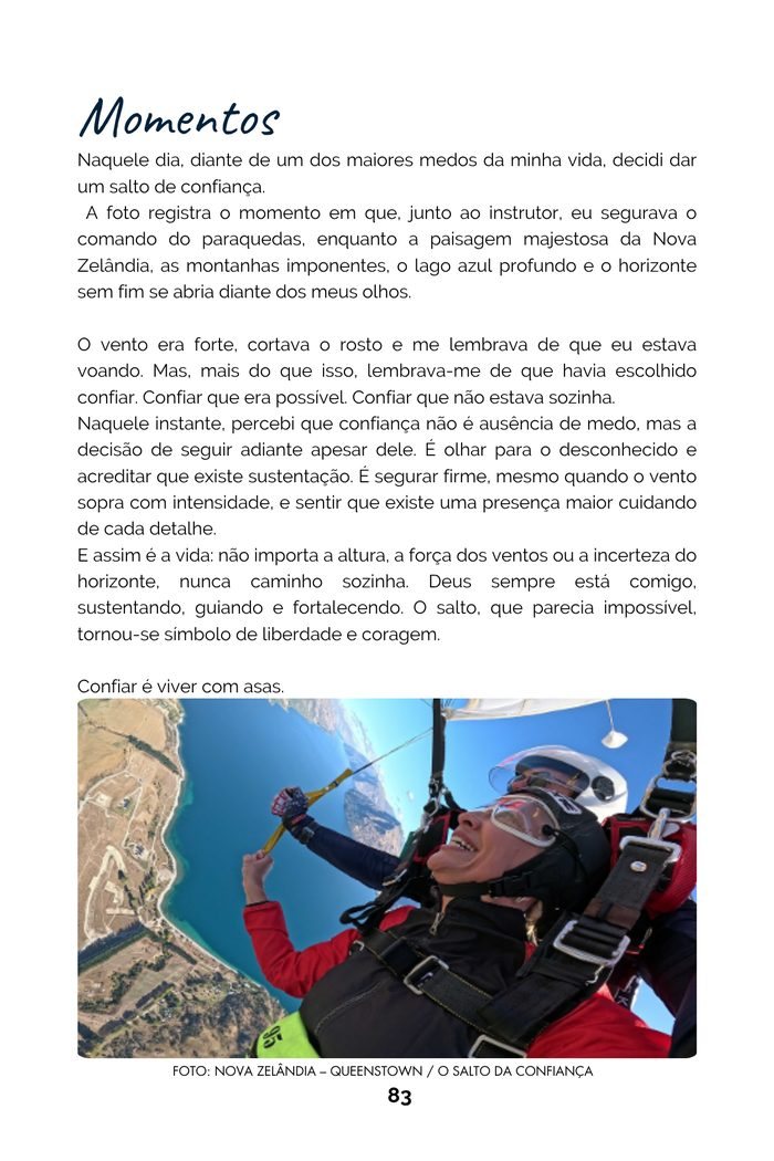 Página Momentos, com relato pessoal da autora e fotografia real